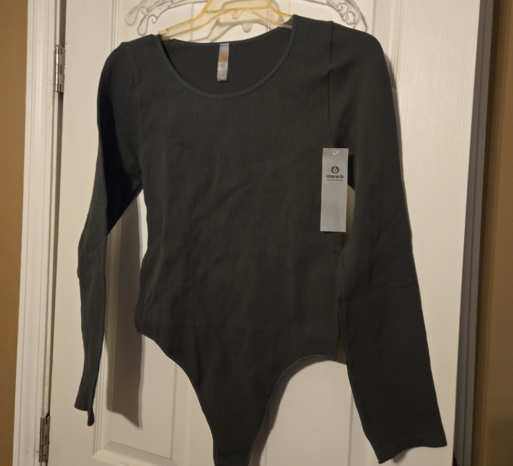 Mono B Olive Green Long Sleeve Bodysuit